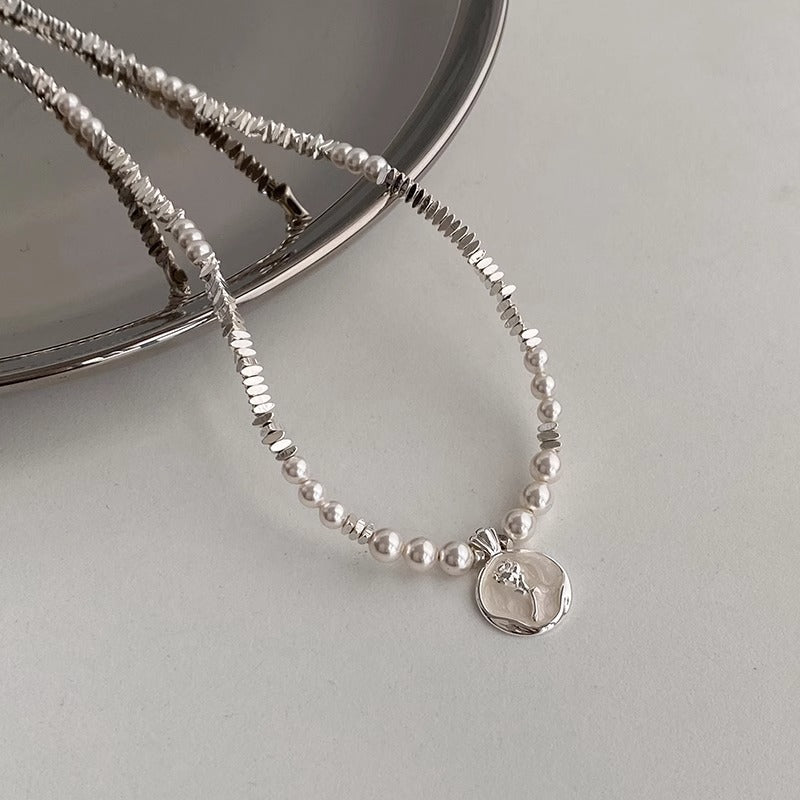 Irregular Broken Silver Pearl Necklace For Women