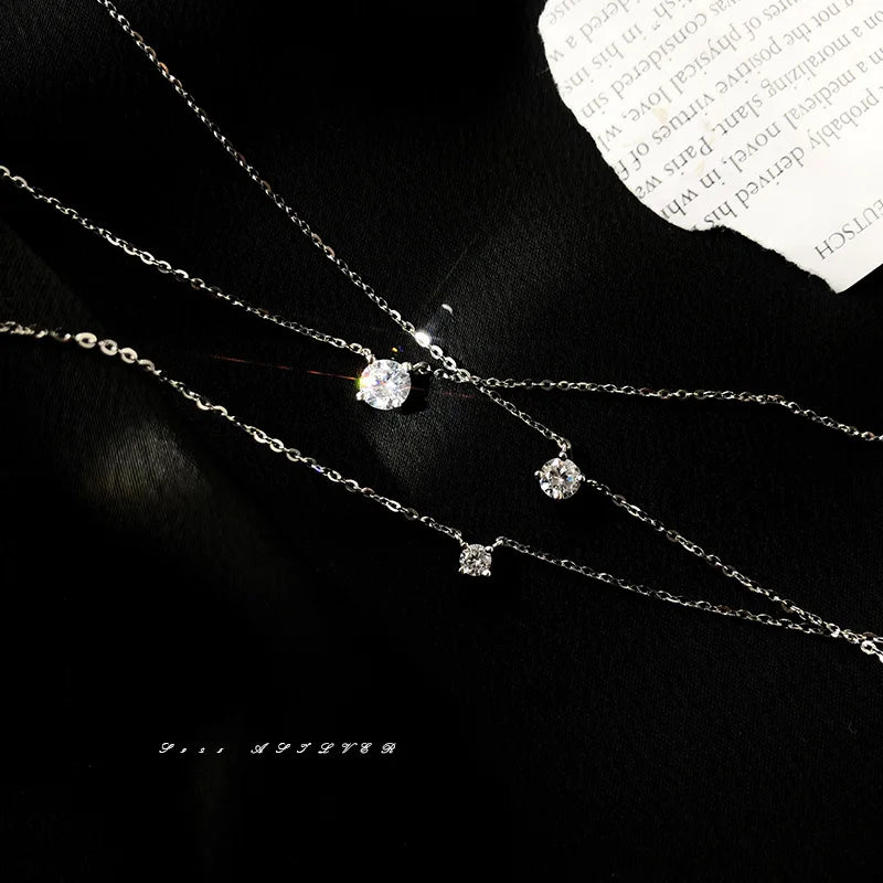 100% Real Moissanite Necklace 1CT 2CT 3CT VVS Lab Diamond Pendant Necklaces for Women Men Gift Sterling Silver Wedding Jewelry
