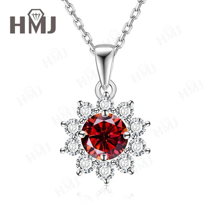 1/2CT Moissanite Sunflower Pendant Necklace Light Purple Color 925 Silver Hypoallergenic Hochwertiger Schmuck Geschenk Charms