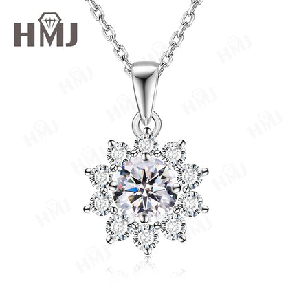 1/2CT Moissanite Sunflower Pendant Necklace Light Purple Color 925 Silver Hypoallergenic Hochwertiger Schmuck Geschenk Charms