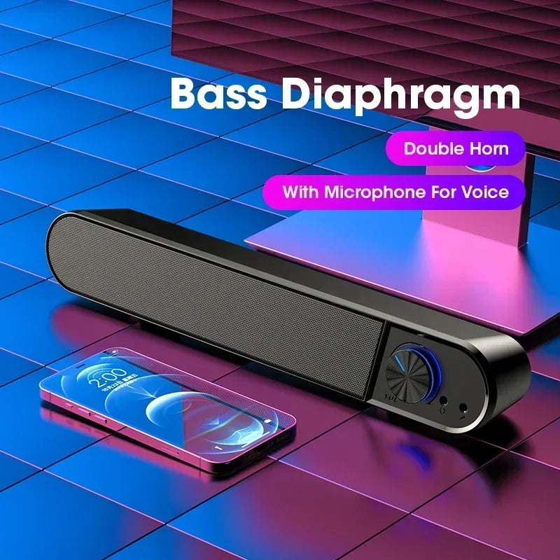 Niye Hot Sale Computer Speakers Sound Box USB Wired High Quality Subwoofer Sound Bar for Tv PC Laptop Phone MP4 Reg Led Light