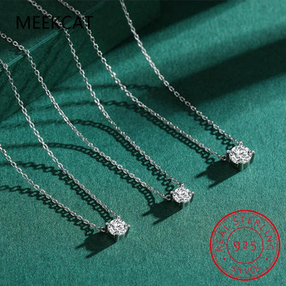 100% Real Moissanite Necklace 1CT 2CT 3CT VVS Lab Diamond Pendant Necklaces for Women Men Gift Sterling Silver Wedding Jewelry