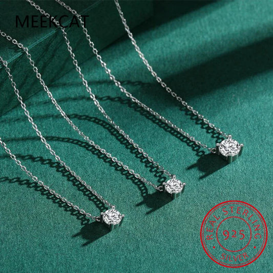 100% Real Moissanite Necklace 1CT 2CT 3CT VVS Lab Diamond Pendant Necklaces for Women Men Gift Sterling Silver Wedding Jewelry