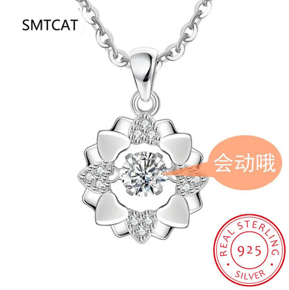 1/0.8 CT Moissanite Pendant For Women Simulated Diamond Necklace S925 Sterling Silver Jewelry Girl Valentine's Day Gift