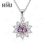 1/2CT Moissanite Sunflower Pendant Necklace Light Purple Color 925 Silver Hypoallergenic Hochwertiger Schmuck Geschenk Charms