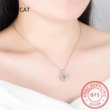 1/0.8 CT Moissanite Pendant For Women Simulated Diamond Necklace S925 Sterling Silver Jewelry Girl Valentine's Day Gift