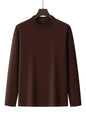 Men's Solids Long T-Shirt Mock Neck Fashion Pullovers Autumn and Winter New Outdoor Long Sleeve High-Elasticity Basics Tops