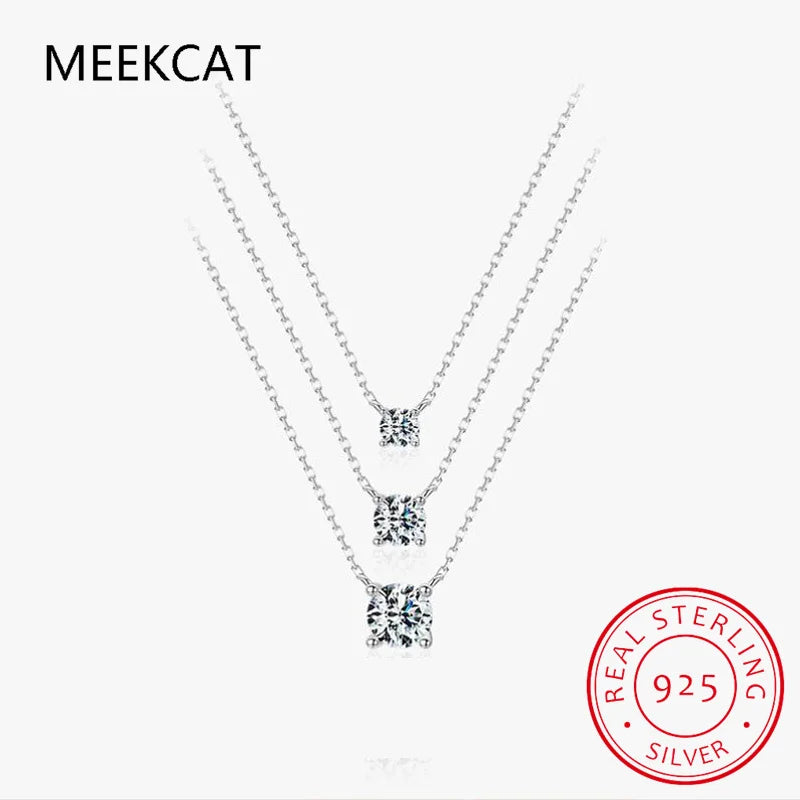 100% Real Moissanite Necklace 1CT 2CT 3CT VVS Lab Diamond Pendant Necklaces for Women Men Gift Sterling Silver Wedding Jewelry
