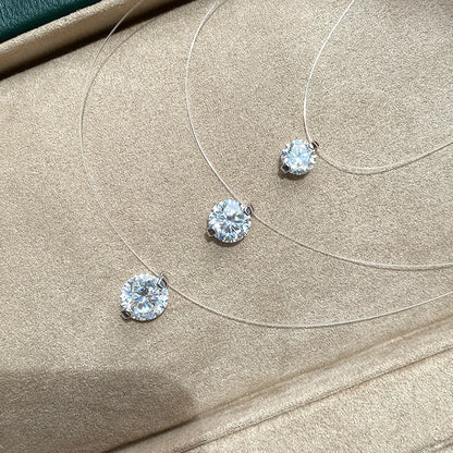 0.5/1/2carat Solitaire Moissanite Diamond Pendant NecklaceCertified Certificate Invisible Fishing Line Necklaces for Women