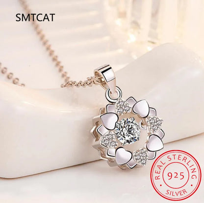 1/0.8 CT Moissanite Pendant For Women Simulated Diamond Necklace S925 Sterling Silver Jewelry Girl Valentine's Day Gift