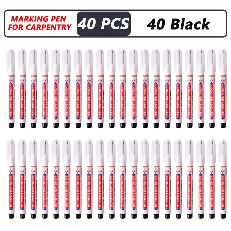 1-40PCS 20mm Deep Hole Long Nib Head Markers For Metal Perforating Pen Waterproof Bathroom Woodworking Decoration Multi-Purpose