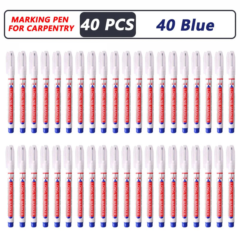 1-40PCS 20mm Deep Hole Long Nib Head Markers For Metal Perforating Pen Waterproof Bathroom Woodworking Decoration Multi-Purpose