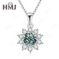 1/2CT Moissanite Sunflower Pendant Necklace Light Purple Color 925 Silver Hypoallergenic Hochwertiger Schmuck Geschenk Charms