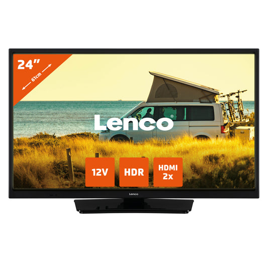 Lenco 24 Zoll HD LED TV mit DVB-T2 DVB-C DVB-S2 12V Schwarz