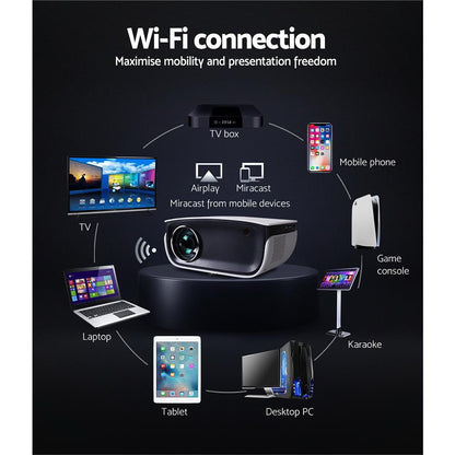 Devanti Mini Video Projector Wifi USB HDMI Portable 2000 Lumens HD