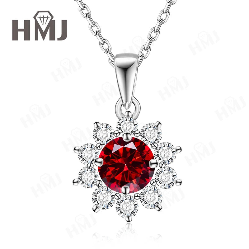 1/2CT Moissanite Sunflower Pendant Necklace Light Purple Color 925 Silver Hypoallergenic Hochwertiger Schmuck Geschenk Charms