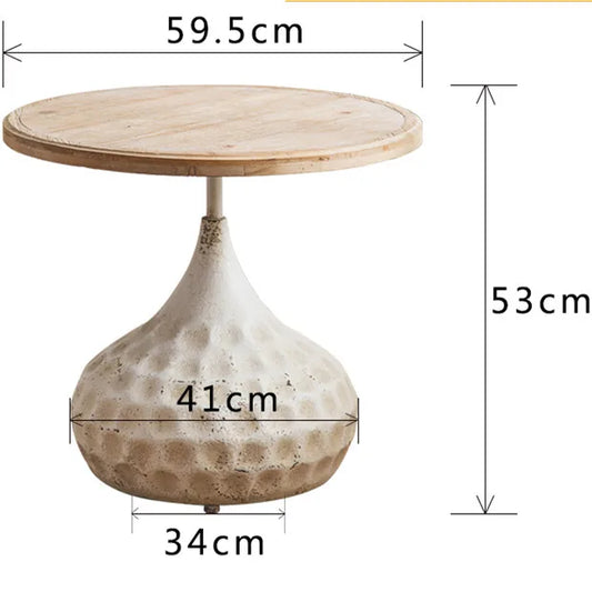 ‌Distressed Metal Round Table - Industrial Coffee Table & Side End Table for Cafe B&B, Vintage Living Room Decor with Iron Base