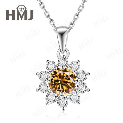 1/2CT Moissanite Sunflower Pendant Necklace Light Purple Color 925 Silver Hypoallergenic Hochwertiger Schmuck Geschenk Charms