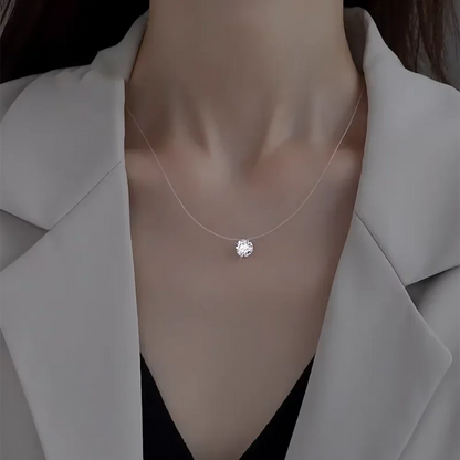 0.5/1/2carat Solitaire Moissanite Diamond Pendant NecklaceCertified Certificate Invisible Fishing Line Necklaces for Women