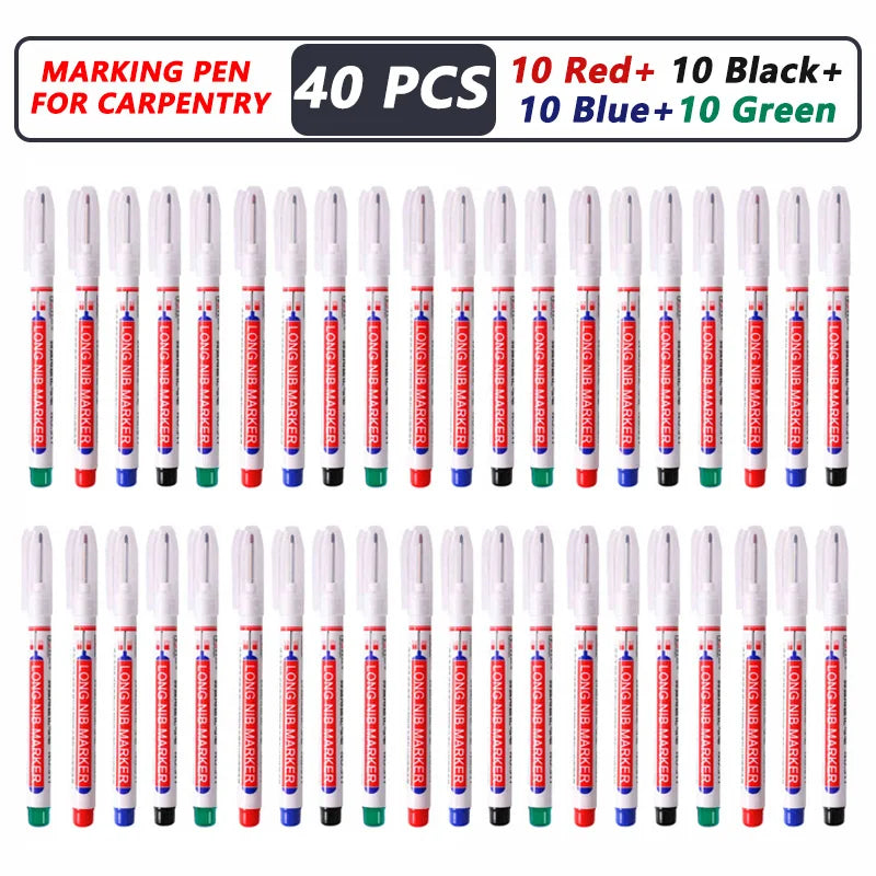 1-40PCS 20mm Deep Hole Long Nib Head Markers For Metal Perforating Pen Waterproof Bathroom Woodworking Decoration Multi-Purpose
