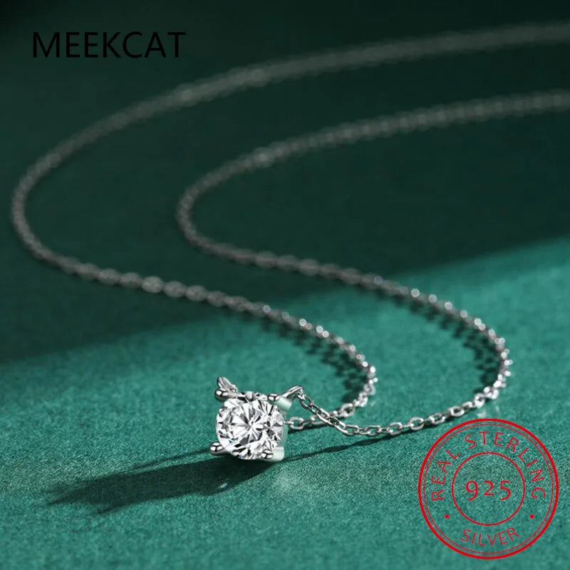 100% Real Moissanite Necklace 1CT 2CT 3CT VVS Lab Diamond Pendant Necklaces for Women Men Gift Sterling Silver Wedding Jewelry