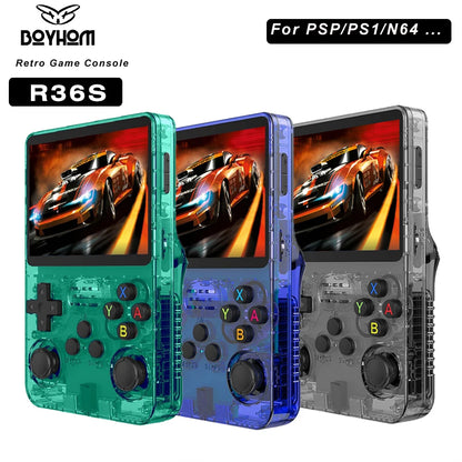 100% Genuine R36S Retro Handheld Video Game Console Linux System 3.5 Inch IPS Screen  Portable Pocket Video Player 64GB for PSP