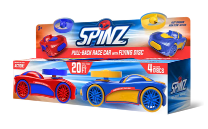 Spinz Pull Back Race Car with Flying Discs (2 Pack Assortment)