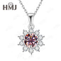 1/2CT Moissanite Sunflower Pendant Necklace Light Purple Color 925 Silver Hypoallergenic Hochwertiger Schmuck Geschenk Charms
