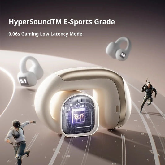 XISEM Plume Open Ear Clip Headphones, Hi-Fi DSP, 0.06s Game Latency, Noise Reduction, Waterproof, Long Battery Life