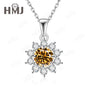 1/2CT Moissanite Sunflower Pendant Necklace Light Purple Color 925 Silver Hypoallergenic Hochwertiger Schmuck Geschenk Charms