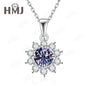 1/2CT Moissanite Sunflower Pendant Necklace Light Purple Color 925 Silver Hypoallergenic Hochwertiger Schmuck Geschenk Charms