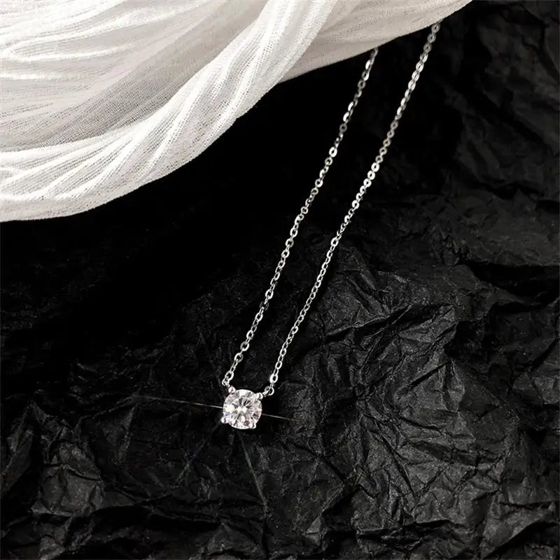 100% Real Moissanite Necklace 1CT 2CT 3CT VVS Lab Diamond Pendant Necklaces for Women Men Gift Sterling Silver Wedding Jewelry