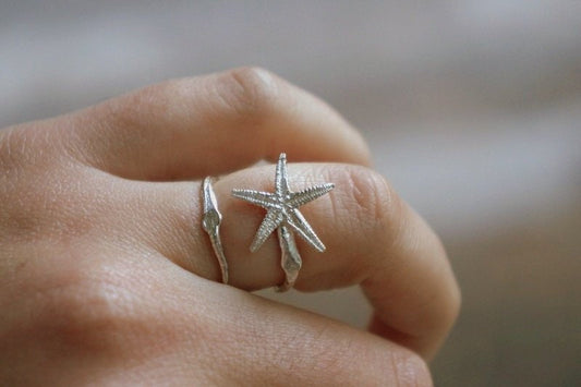 Adjustable Starfish Ring – Sterling Silver Beach Wedding Accessories